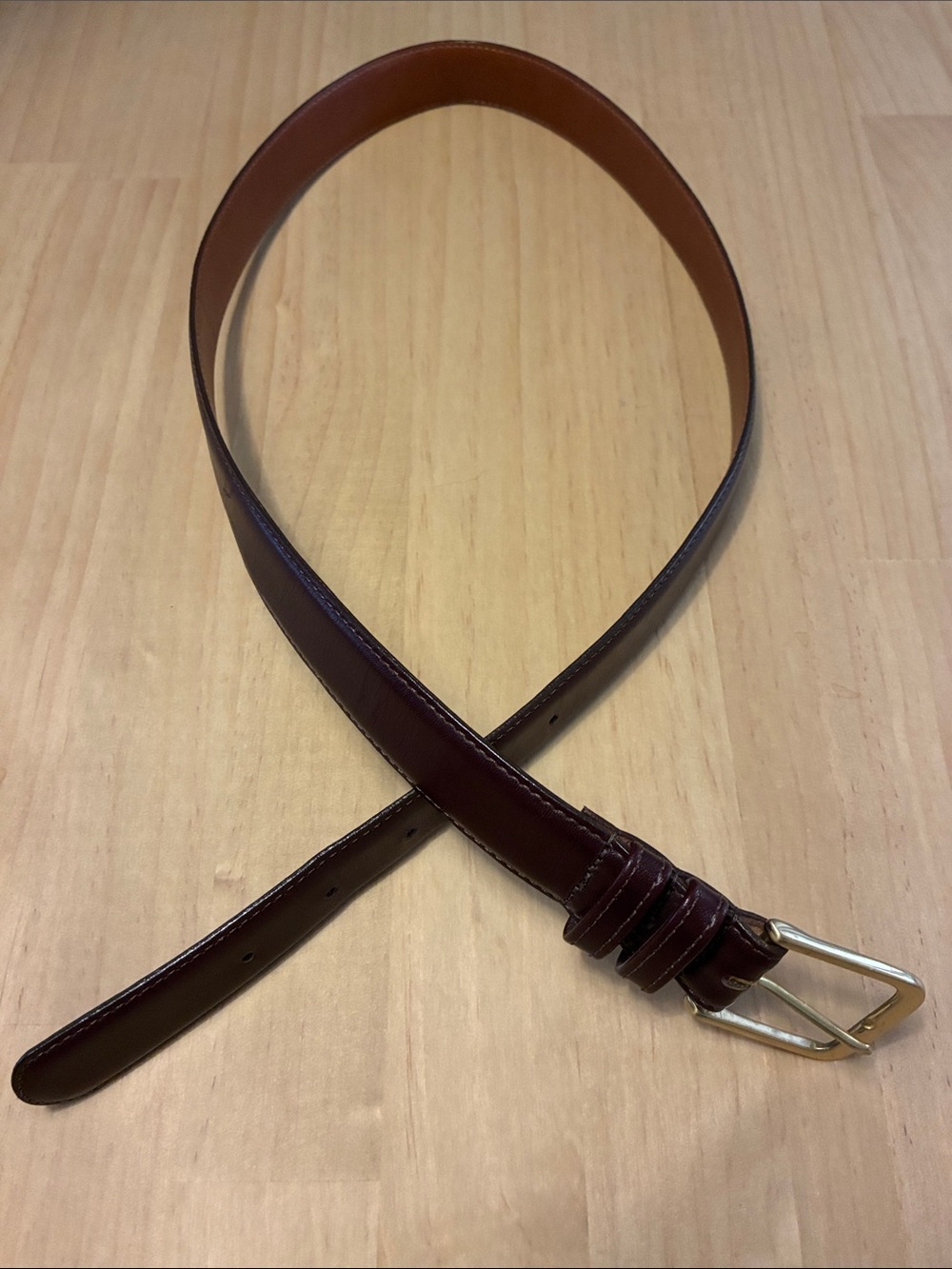 Coach Vintage 5800 Burgundy Leather Belt Gold Tone Buckle 36”